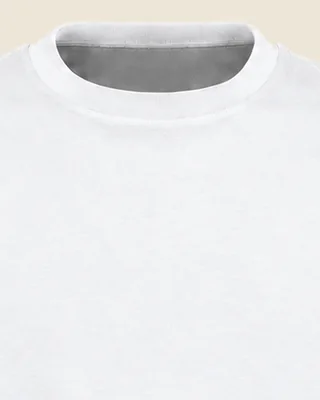 The upper front of the Tee 240 in White: rib collar and a plain chest.