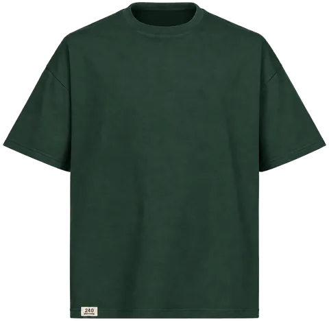 Tee 240 in Wild Green, a deep forest green, front view.